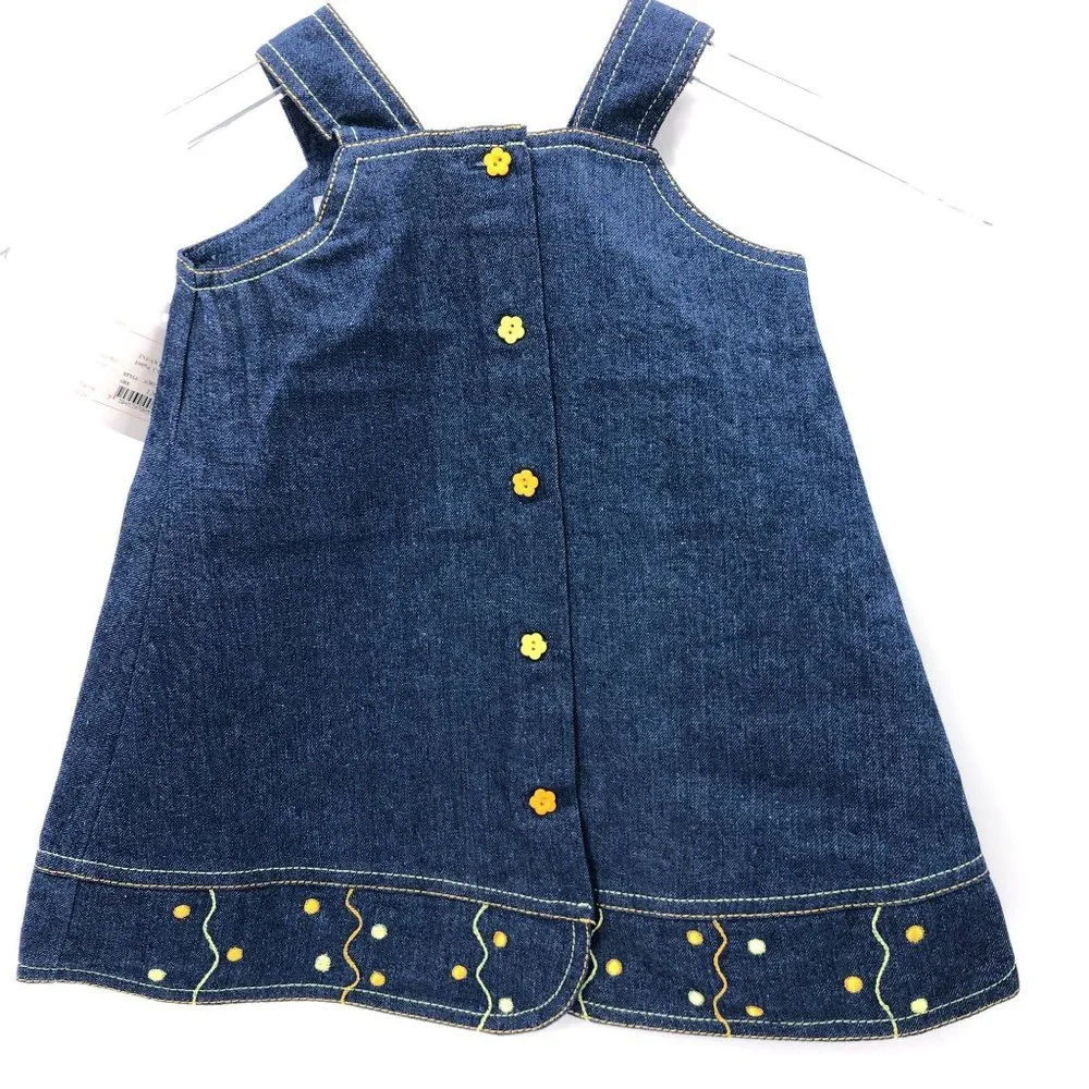 NWT 12 Mo Cucci Bebe Jumper‎ Overall Dress w Sweater Applique Embroidery Crochet